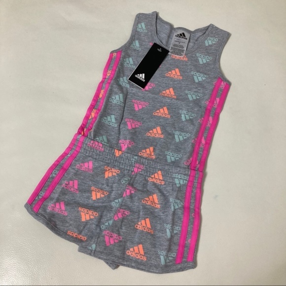 Adidas cute colorful neon colors pink romper 6204 - Picture 3 of 5